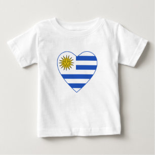 Pour Bébé T-shirt de coeur de drapeau de l'Uruguay