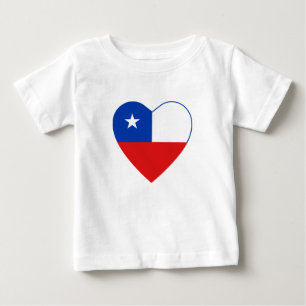 Pour Bébé T-shirt de coeur de drapeau du Chili