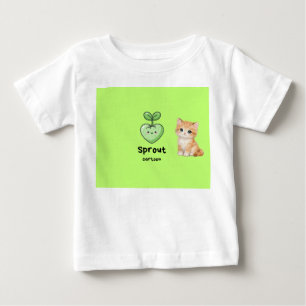 Pour Bébé t-shirt de design de chat et de pousse de dessin a
