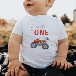 Pour Bébé T-shirt de fête "Rapide" avec Quad Bike Rouge