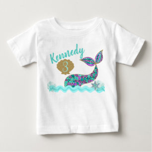 Pour Bébé T-shirt de la fête d'anniversaire de la sirène, su