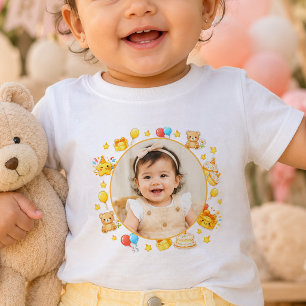 Pour Bébé T-Shirt de naissance à thème jaune avec photo pers