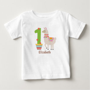 Pour Bébé T-shirt de naissance personnalisé avec un lama mig