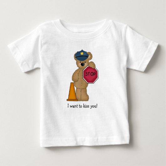 Pour Bébé T-shirt d'ours de nounours de policier (Devant)