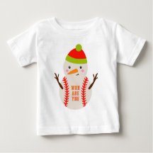 T-Shirt Enfant Bonhomme de Neige Baseball Unique