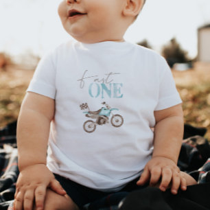 Pour Bébé T-shirt 'Fast One' anniversaire moto cross bleu