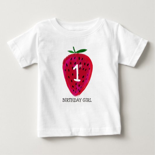 Pour Bébé T-shirt Fille Fraise Premier Anniversaire (Devant)