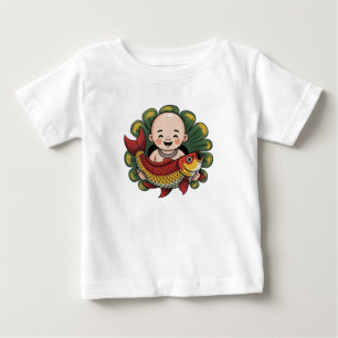 Pour Bébé T-Shirt   Garçon Mignon avec Carpe Koï Chanceuse