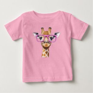 Pour Bébé T-Shirt Girafe avec Lunettes Roses