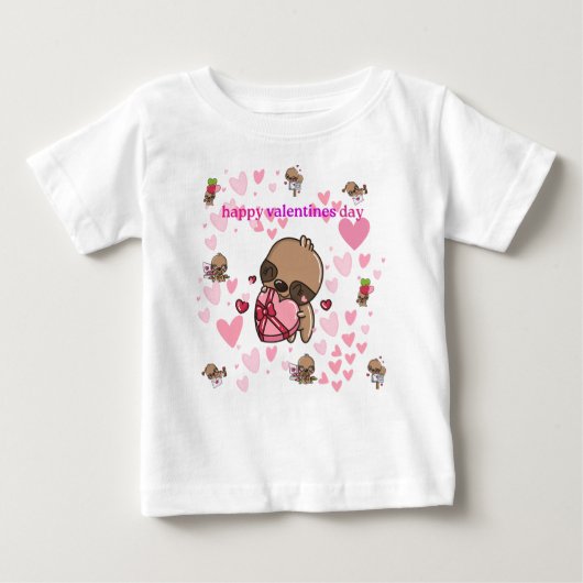 Pour Bébé T-shirt Heureuse Sainte-Valentin Sloth Kids (Devant)