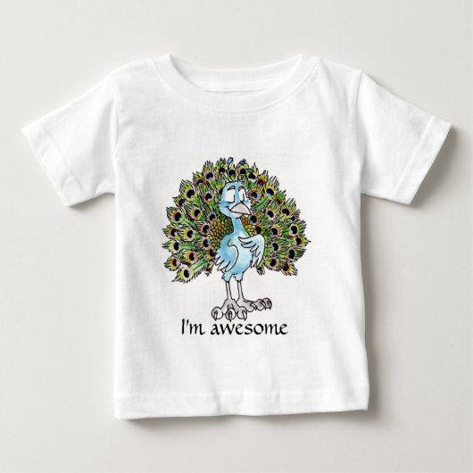 Pour Bébé T-shirt impressionnant de nourrisson de paon (Devant)