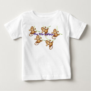 Pour Bébé T-shirt infantile blanc avec cinq petits singes…