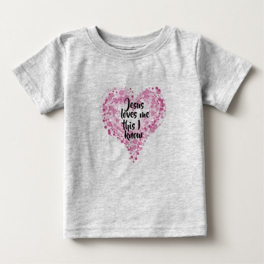 Pour Bébé T-shirt "Jesus loves me" gris. (Devant)