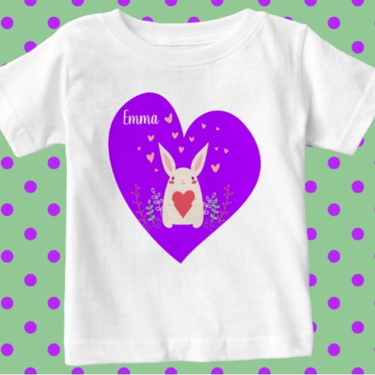 Pour Bébé T-Shirt Lapin Doux avec des Cœurs
