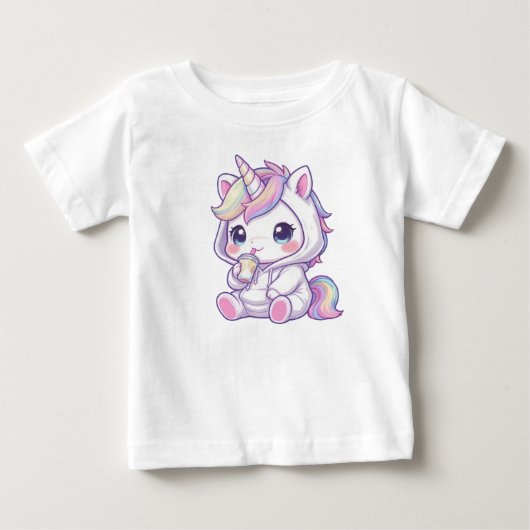 Pour Bébé T-shirt licorne chibi mignonne (Devant)