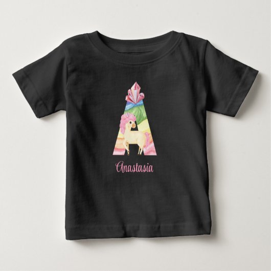 Pour Bébé T-Shirt Licorne Lettre A (Devant)