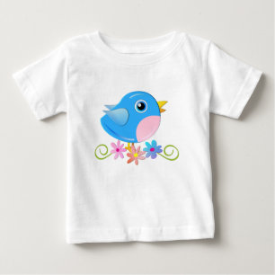Pour Bébé T-shirt mignon avec Blue Baby Bird