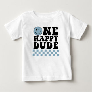 Pour Bébé T-shirt One Happy Dude anniversaire en bleu