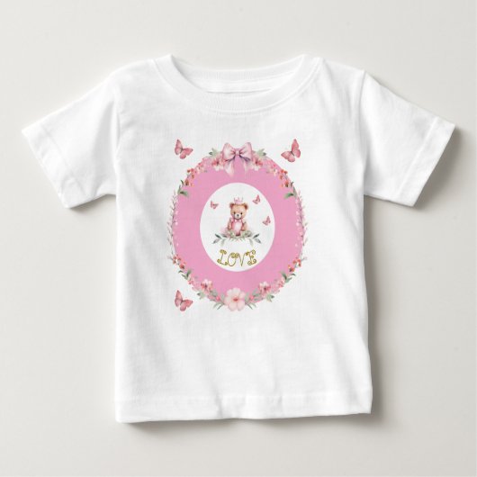 Pour Bébé T-shirt ours en peluche & papillons  (Devant)