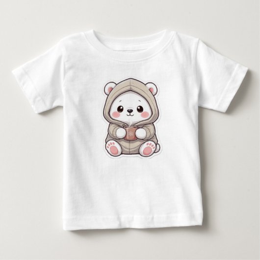Pour Bébé T-shirt ours polaire chibi mignon (Devant)