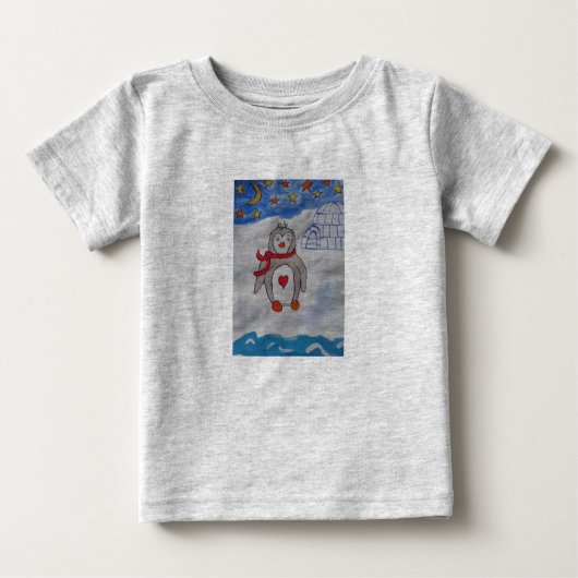 Pour Bébé T-shirt Penguin de neige d'hiver (Devant)