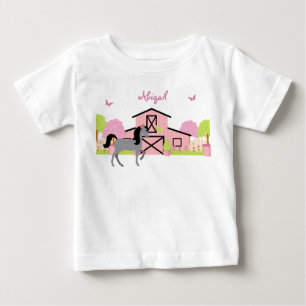 Pour Bébé T-Shirt personnalisé de jolie grange et de cheval