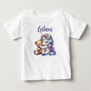 Pour Bébé T-shirt Personnalisé Unicorne et Teddy Bear Baby