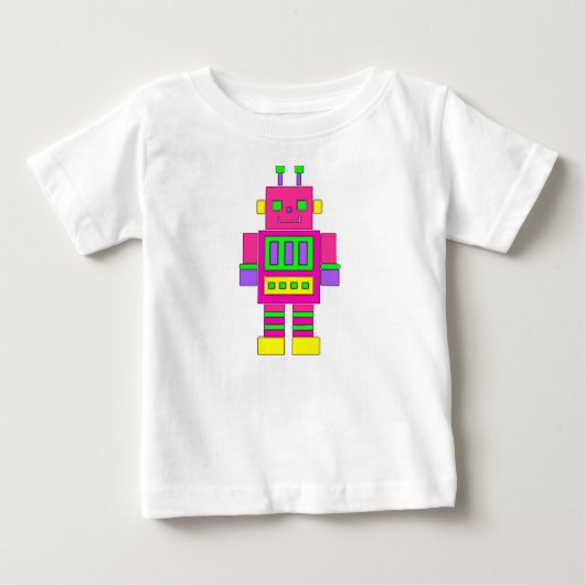Pour Bébé T-shirt Robot Rose (Devant)