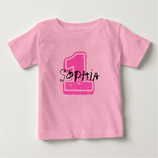 Pour Bébé T-shirt rose d'anniversaire de nom et d'âge
