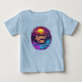 Pour Bébé T-shirt Sunset Retro animé "Heure d'été"