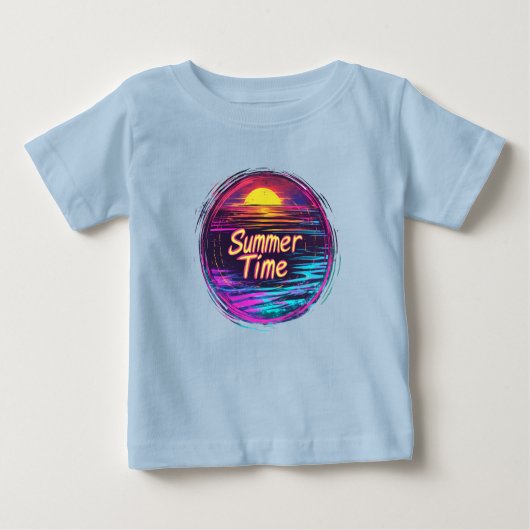 Pour Bébé T-shirt Sunset Retro animé "Heure d'été" (Devant)