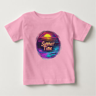 Pour Bébé T-shirt Sunset Retro animé "Heure d'été"