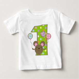 Pour Bébé T-shirt vert 1er anniversaire de la Souris de ball