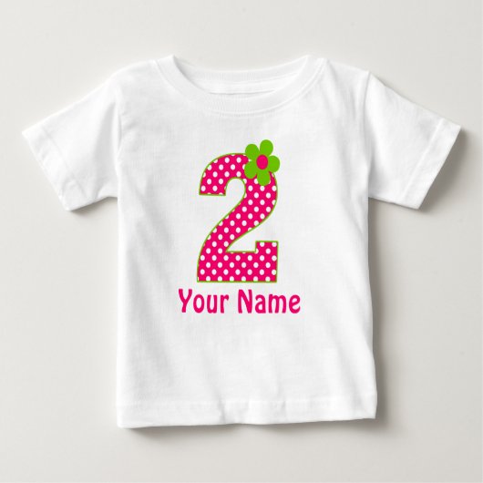 Pour Bébé T-shirt vert et rose 2e anniversaire (Devant)