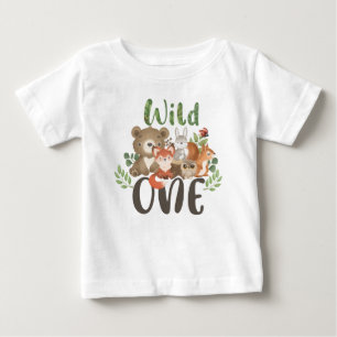 Pour Bébé T-shirt Wild One 1st Birthday Woodland Animals
