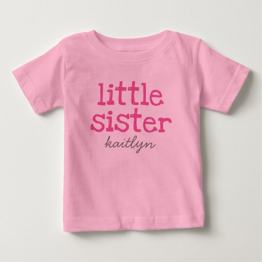 Pour Bébé Texte rose Petite Soeur Ajouter un nom T-shirt (Devant)
