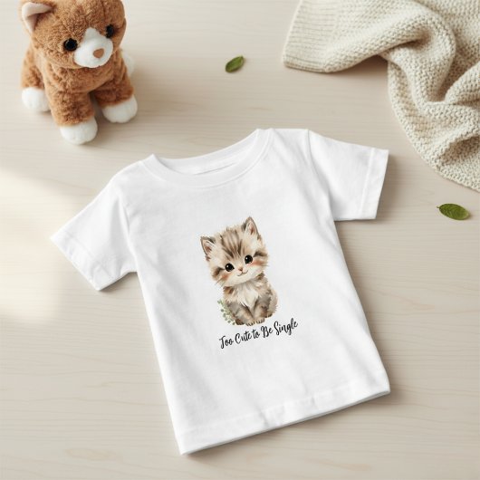 Pour Bébé Too Cute To Be Single" Adorable Kitten T-Shirt