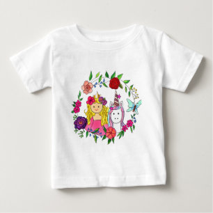 Pour Bébé Top et T-shirt Princess & Unicorn Wreath Baby