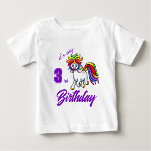 Pour Bébé Unicorne colorée personnalisée T-shirt Anniversair