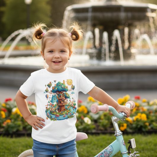 Pour Bébé Whimsical Dragon Treehouse Fantasy Kids T-Shirt