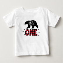 Wild One Woodland Bear Plaid 1er Birthday T-Shirt