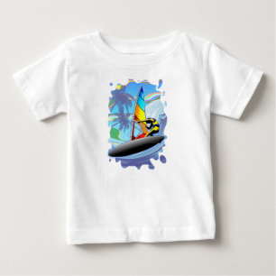 Pour Bébé WindSurfer sur Ocean Waves Baby T-shirt