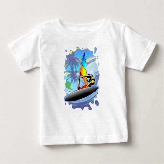 Pour Bébé WindSurfer sur Ocean Waves Baby T-shirt (Devant)