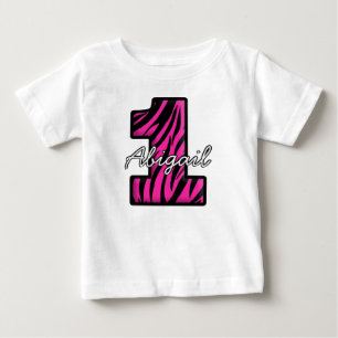 Pour Bébé Zèbre rose noir Un an T-shirt