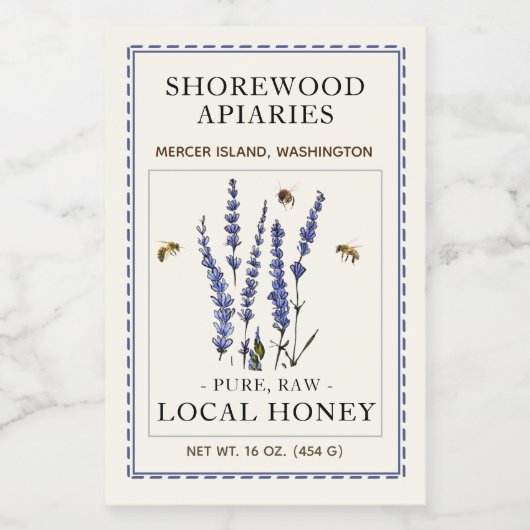 Pour Bocaux Abeilles et lavande Étiquette miel 2"x3" (Étiquettes simples)