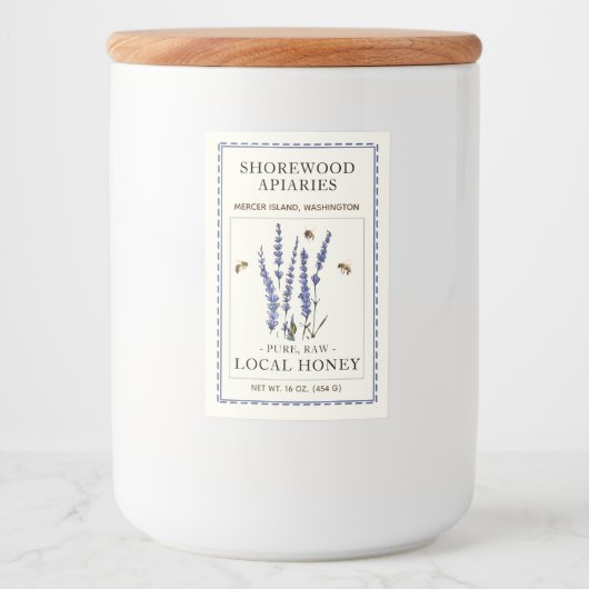 Pour Bocaux Abeilles et lavande Étiquette miel 2"x3" (Devant)