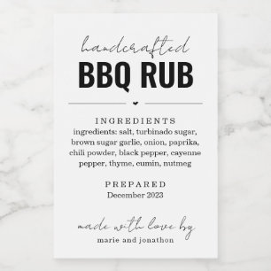 Pour Bocaux BBQ Rub Barbecue Seasoning Blend Jar Étiquette Cad