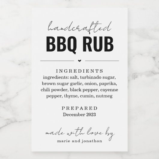 Pour Bocaux BBQ Rub Barbecue Seasoning Blend Jar Étiquette Cad (Étiquettes simples)