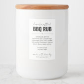 Pour Bocaux BBQ Rub Barbecue Seasoning Blend Jar Étiquette Cad (Devant)