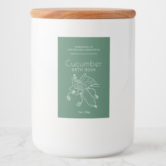 Pour Bocaux Beauté étiquette Concombre logo art vert blanc (Devant)